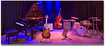 jazz ensemble: piano, drums, guitar, bass and tenor sax