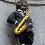 Manneken-Pis dressed up for Adolphe Sax's 200th anniversary